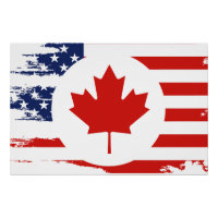 Half Canadian American: Canada USA Maple Leaf Flag
