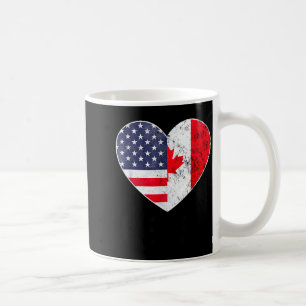 Half Canadian American USEH Canada USA Flag Heart Coffee Mug