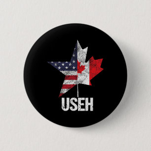Half Canadian American Useh Canada Usa Flag United 6 Cm Round Badge