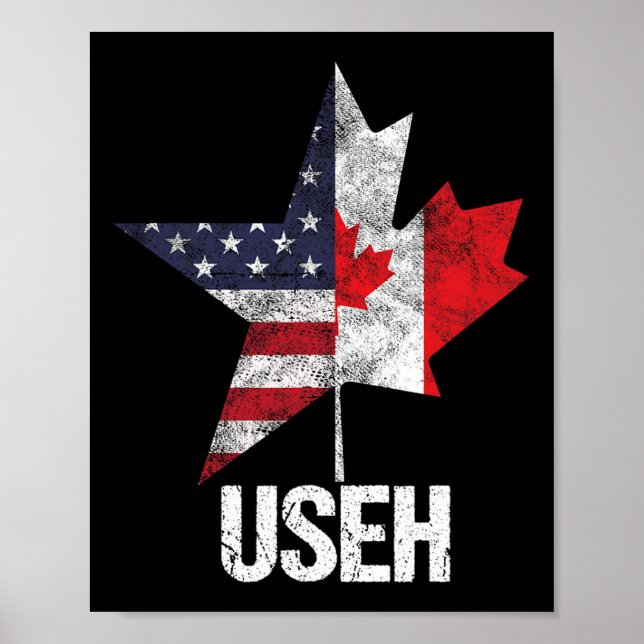 Half Canadian American Useh Canada Usa Flag United Poster (Front)