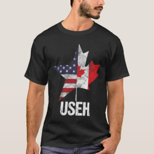 Half Canadian American Useh Canada Usa Flag United T-Shirt