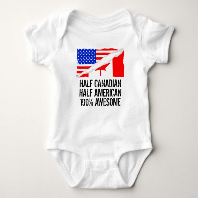 Half Canadian Half American Awesome Baby Bodysuit (Front)