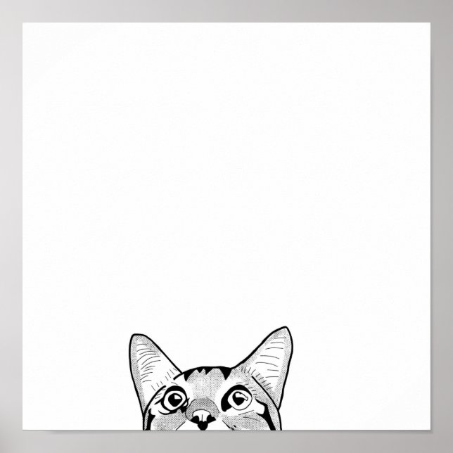 Half cat face line art  poster (Front)