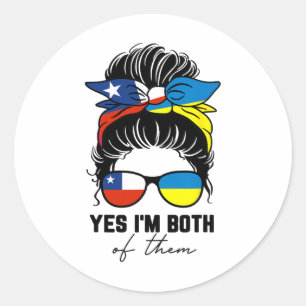 Half Chilean Half Ukrainian Girl Chile Ukraine Fla Classic Round Sticker