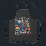Half Christmas Half Hanukkah Christmukkah Funny  Apron<br><div class="desc">Christmas Hanukkah mashup,  menorah Christmas,  interfaith holiday humour,  Chrismukkah,  funny Jewish Christmas,  holiday crossover,  Jewish humour,  festive dual holiday,  Christmas 2025,  Hanukkah 2025</div>