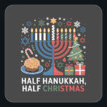 Half Christmas Half Hanukkah Christmukkah Funny Square Sticker<br><div class="desc">Christmas Hanukkah mashup, menorah Christmas, interfaith holiday humour, Chrismukkah, funny Jewish Christmas, holiday crossover, Jewish humour, festive dual holiday, Christmas 2025, Hanukkah 2025</div>