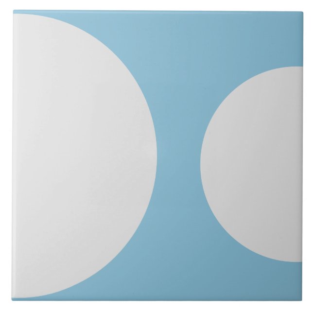 Half Circle Modern Simple Blue and White Shapes Ceramic Tile (Front)