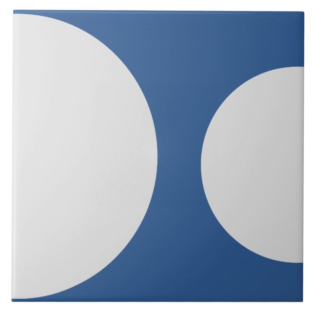 Half Circle Pattern Modern Navy Blue and White Ceramic Tile (Front)