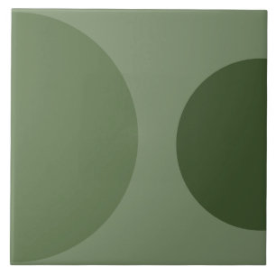 Half Circle Pattern Modern Sage Green Geometric Ceramic Tile