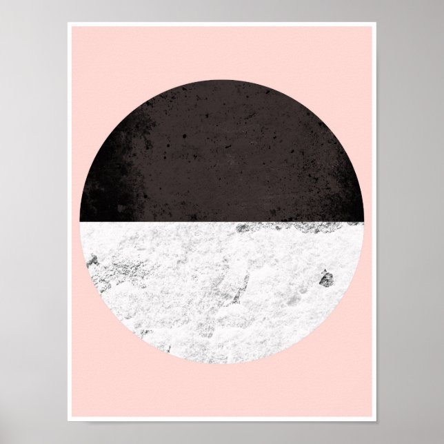 Half Circle, pink, white and black Poster (Front)