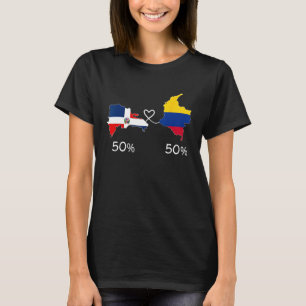 Half Colombian Half Dominican Flag Map DNA Love Co T-Shirt
