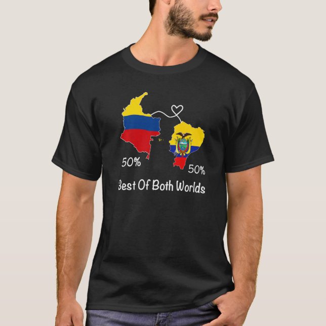 Half Colombian Half ecuadorian Flag Map Ecuador Co T-Shirt (Front)