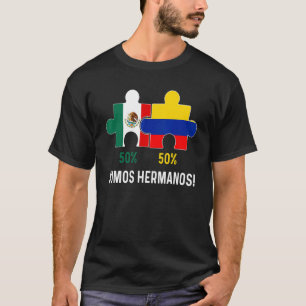 Half Colombian Half Mexican Flag Map DNA Mexico Co T-Shirt