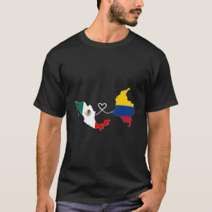 Half Colombian Half Mexican Flag Map Dna Mexico Co T-Shirt