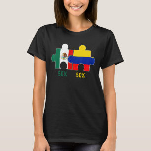 Half Colombian Half Mexican Flag Map DNA Mexico Co T-Shirt