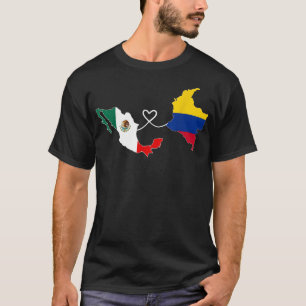 Half Colombian Half Mexican Flag Map DNA Mexico Co T-Shirt