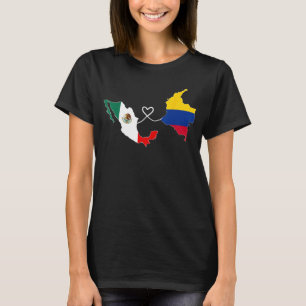 Half Colombian Half Mexican Flag Map DNA Mexico Co T-Shirt
