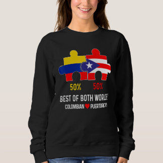 Half Colombian Half Puerto Rican Flag Map Boricua  Sweatshirt