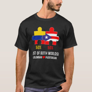 Half Colombian Half Puerto Rican Flag Map Boricua  T-Shirt
