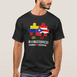 Half Colombian Half Puerto Rican Flag Map Boricua T-Shirt