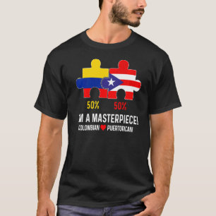 Half Colombian Half Puerto Rican Flag Map Boricua T-Shirt