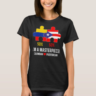Half Colombian Half Puerto Rican Flag Map Boricua  T-Shirt