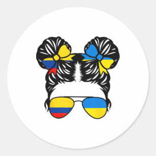 Half Colombian Half Ukrainian Girl Colombia Kids H Classic Round Sticker