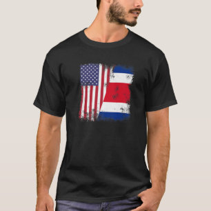 Half Costa Rican Flag Vintage Costa Rica USA Gif T-Shirt