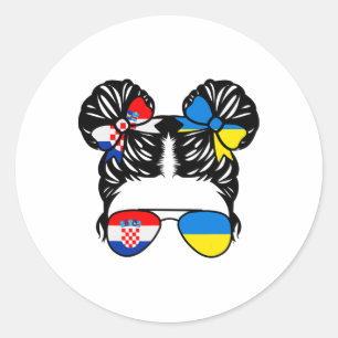 Half Croatian Half Ukrainian Girl Croatia Kids Her Classic Round Sticker