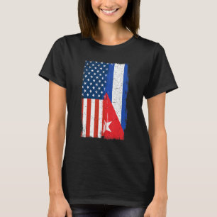 Half Cuban Half American Flag Cuba America Roots T-Shirt