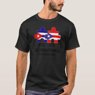 Half Cuban Half Dominican Flag Map Combined Cuba R T-Shirt