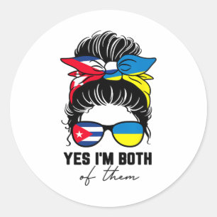 Half Cun Half Ukrainian Girl Cu Ukraine Flag Classic Round Sticker