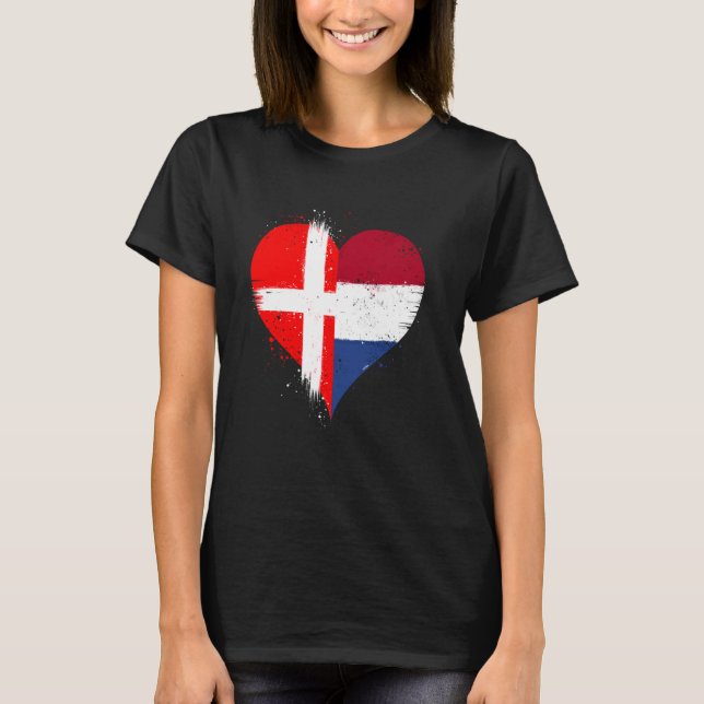 Half Danish Half Dutch A Denmark Netherlands Flag  T-Shirt (Front)