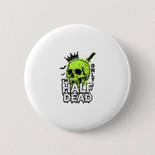 Half Dead Skull Halloween Vintage Engraving Shirt  6 Cm Round Badge