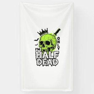 Half Dead Skull Halloween Vintage Engraving Shirt Banner