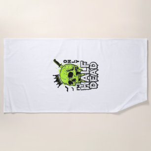 Half Dead Skull Halloween Vintage Engraving Shirt Beach Towel