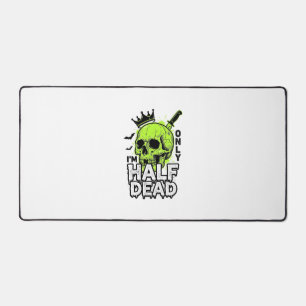 Half Dead Skull Halloween Vintage Engraving Shirt  Desk Mat