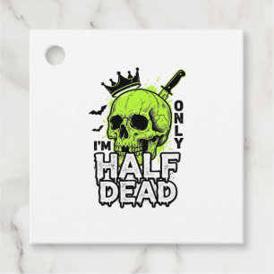 Half Dead Skull Halloween Vintage Engraving Shirt  Favour Tags