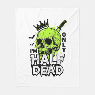 Half Dead Skull Halloween Vintage Engraving Shirt Fleece Blanket