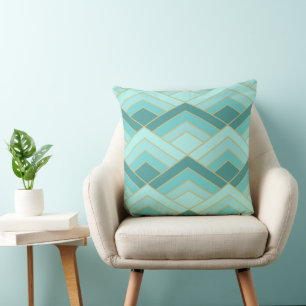 Half Diamond Four Colour Teal Cushion