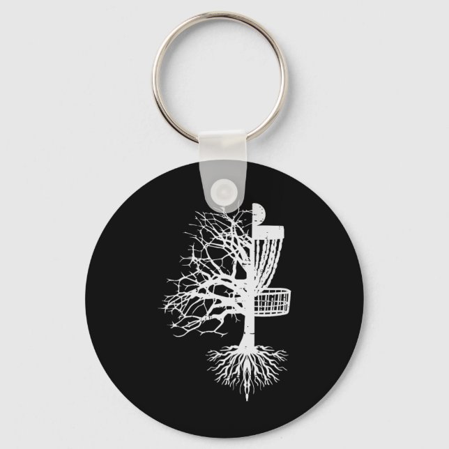 Half Disc Golf Sket Tree Funny Frisbee Frolf Men W Key Ring (Front)