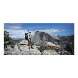 Half Dome and Hiker from North Dome - Yosemite Photo Print