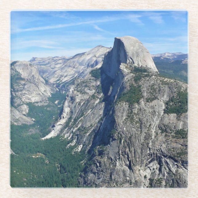 Half Dome from Glacier Point, Yosemite, CA Glass Coaster (Front)