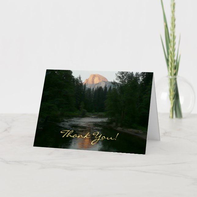Half Dome Sunset Thank You Foil Greeting Card (Front)