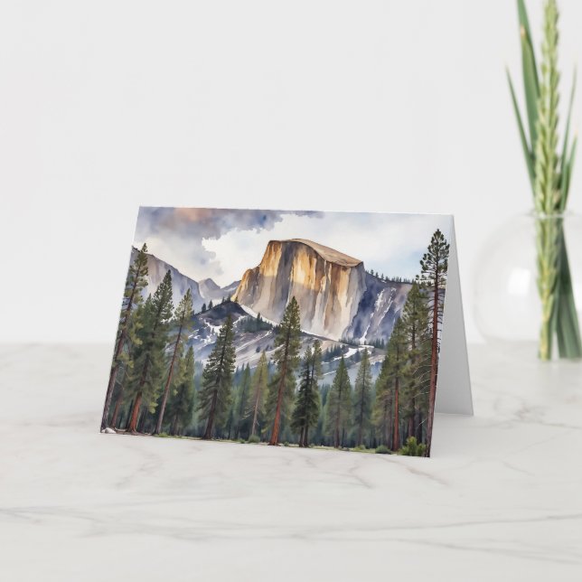 Half Dome Yosemite National Park Watercolor Card (Front)