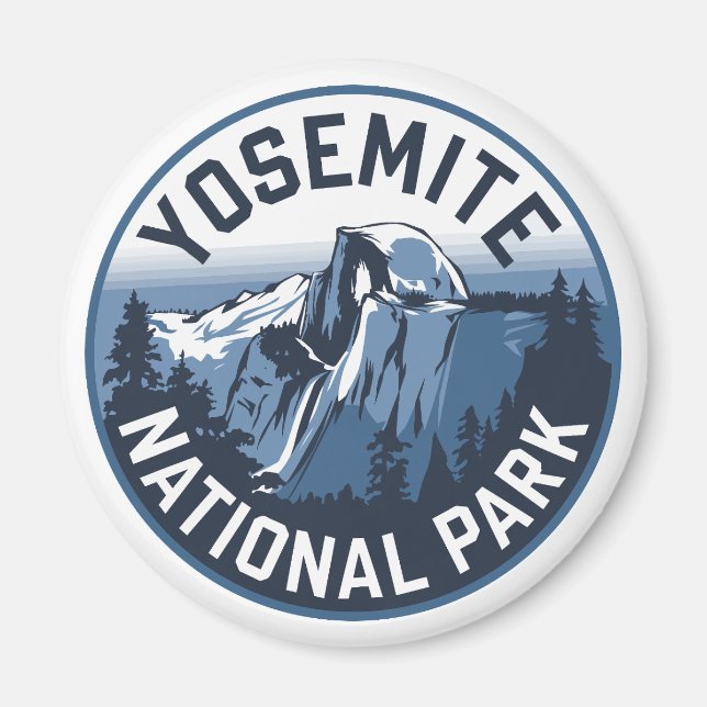 Half Dome Yosemite Round Emblem Magnet (Front)