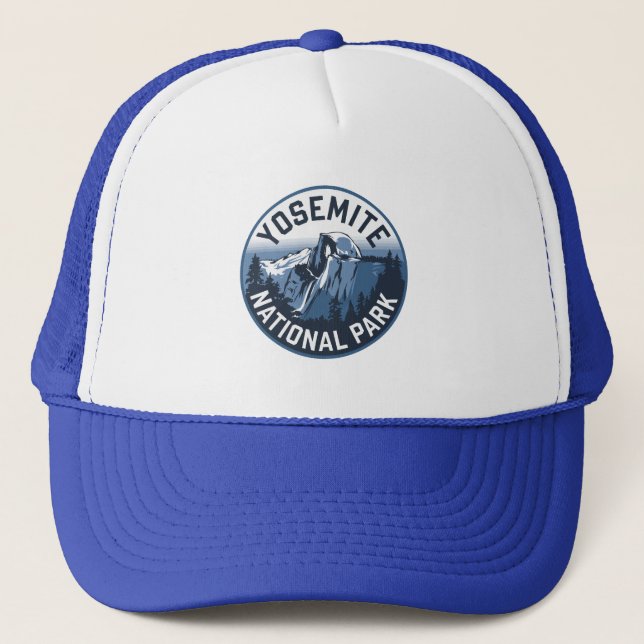 Half Dome Yosemite Round Emblem Trucker Hat (Front)