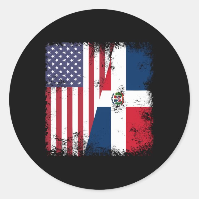 Half Dominican Flag Usa Classic Round Sticker (Front)