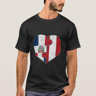 Half Dominican Half Peruvian Flag Heart Roots Heri T-Shirt
