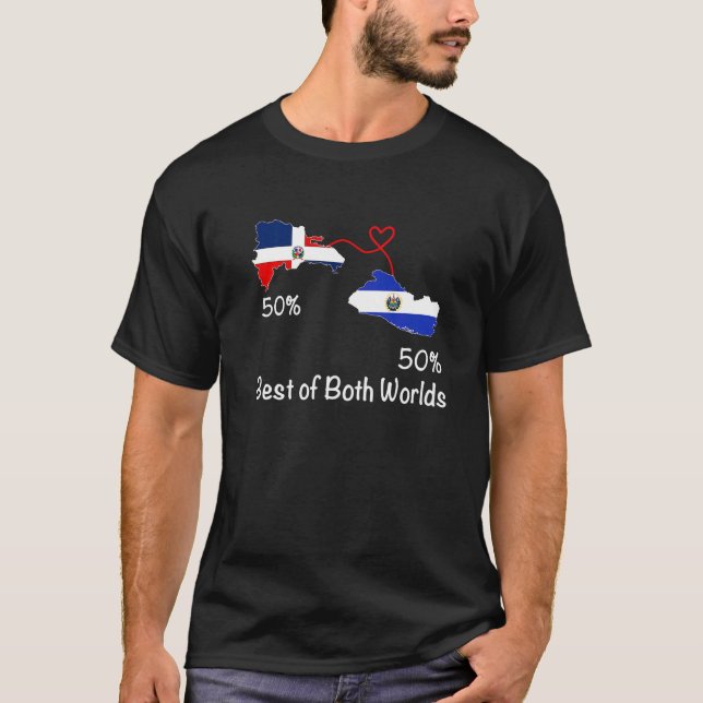 Half Dominican Half Salvadoran Flag Map Love Salva T-Shirt (Front)